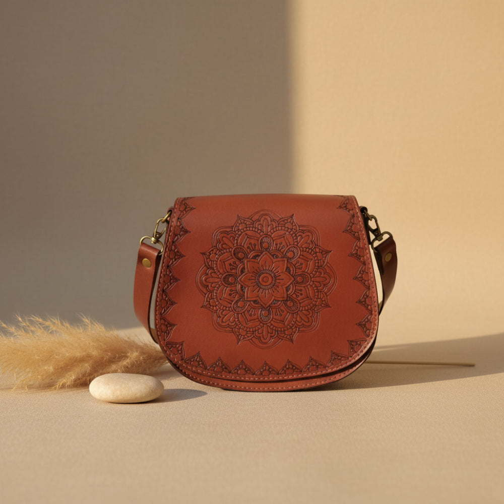 شنطة ماندلا لون بني جلد طبيعي