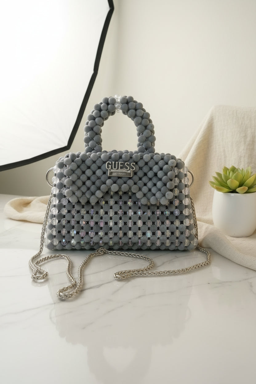 شنطة  لولي قطيفة  سلفر