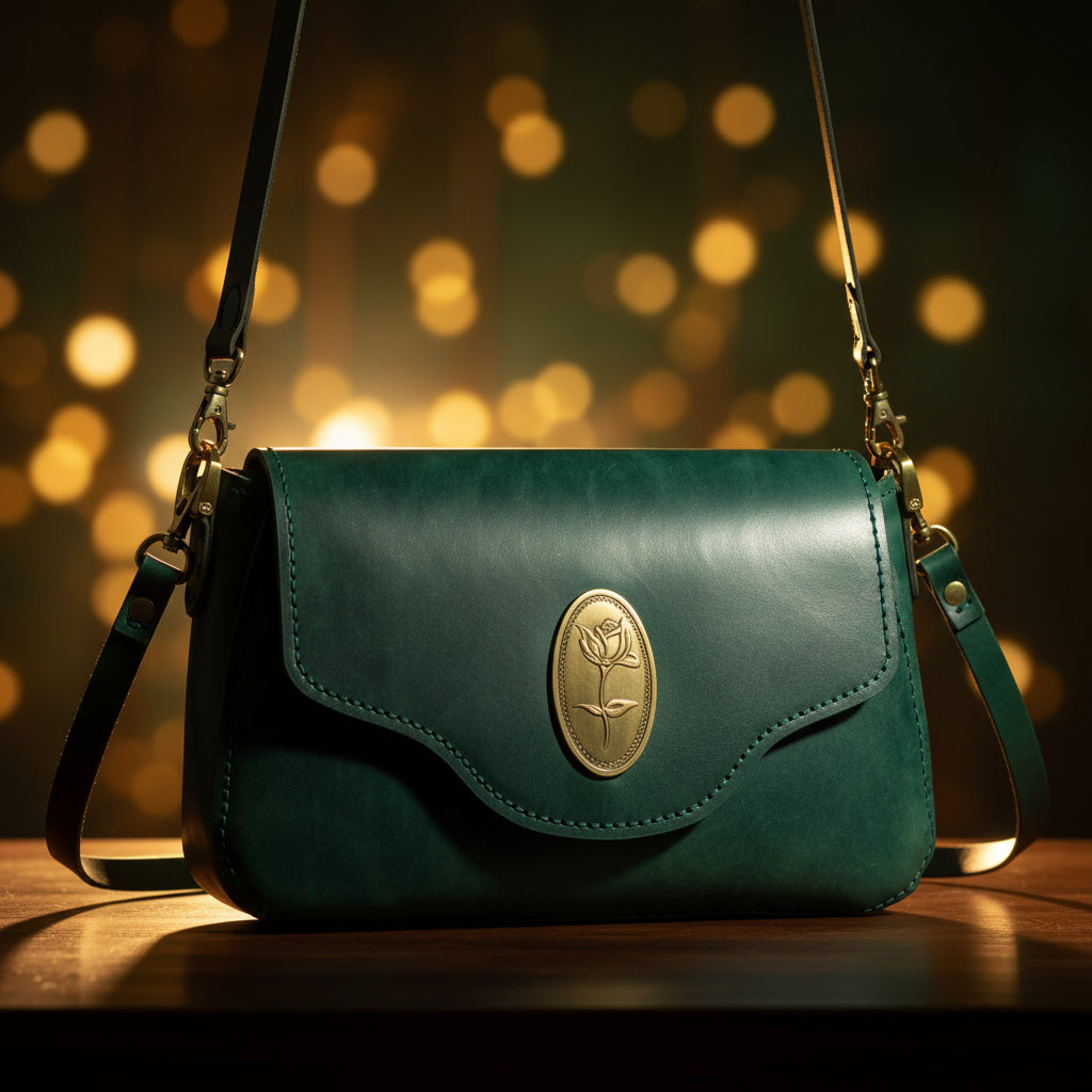 شنطة كروس لون زيتي مصنوعة يدويا