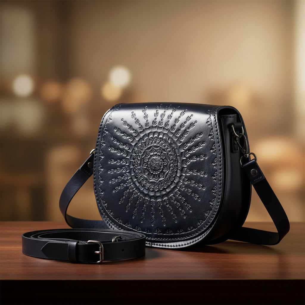 شنطة كروس لون اسود جلد بقري