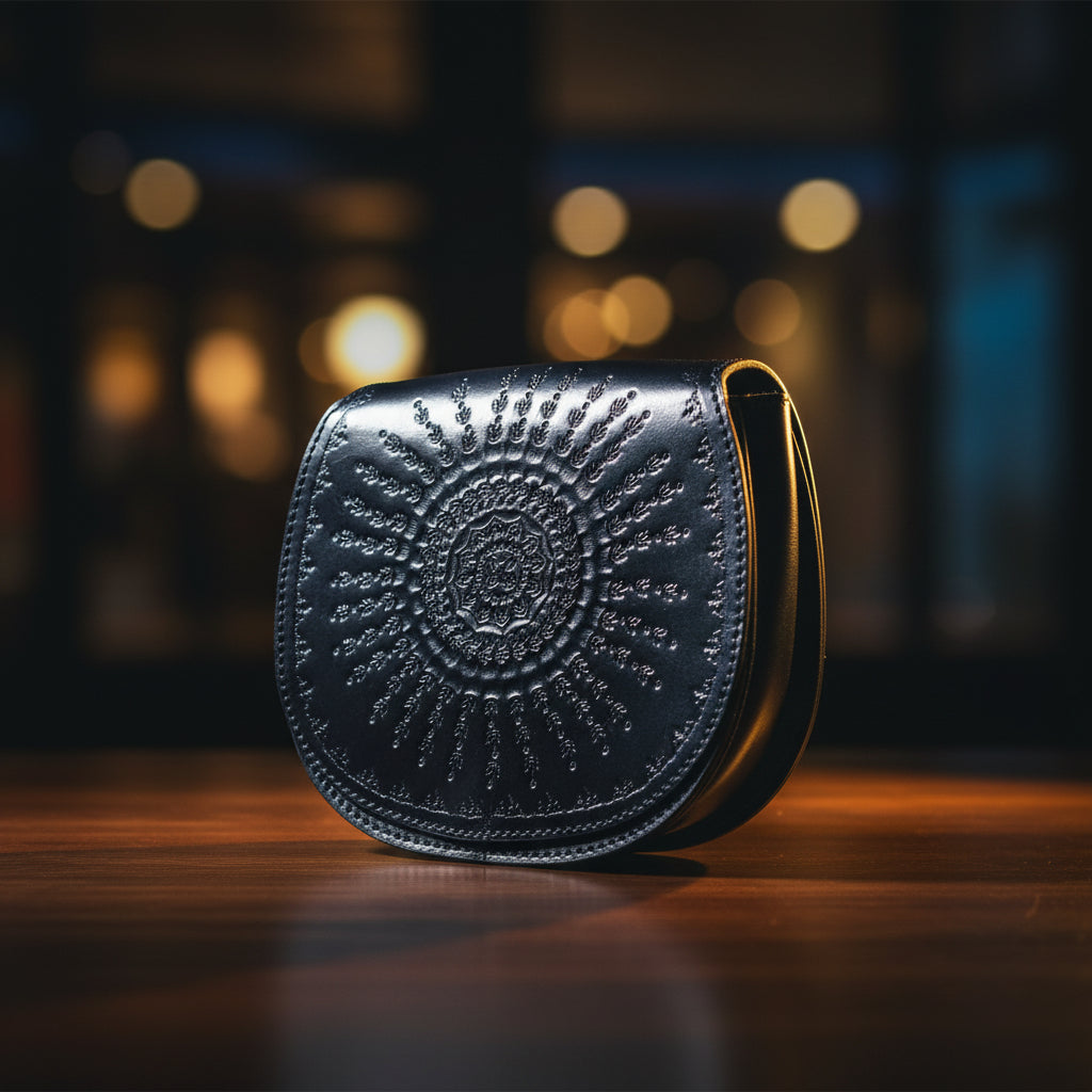 شنطة كروس لون اسود جلد بقري