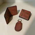 محفظة وميدالية جلد بقرى حفر ليزر